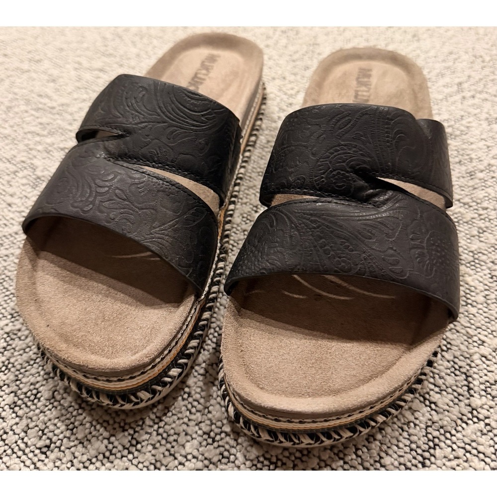 MUK LUKS Women's Beach Blanket Platform Sandals/Slide Black Size US 9/40 EU